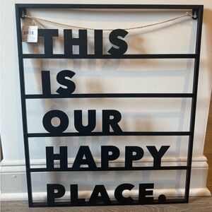 Happy Place Black Metal Wall Art Sign